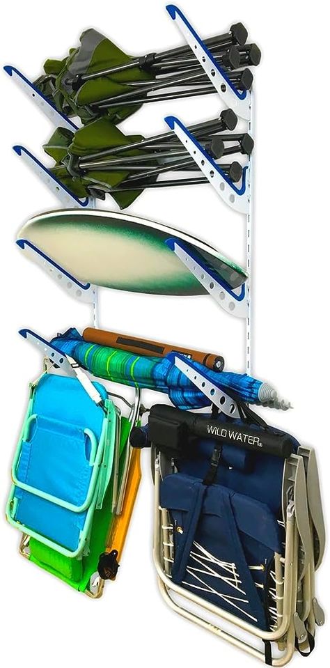 Beach Gear Storage, Camp Chair Storage, Beach Chair And Umbrella, Surfboard Wall Rack, Garage Wall Storage, Newage Products, Garage Storage Racks, Garage Storage Systems, Surfboard Wall