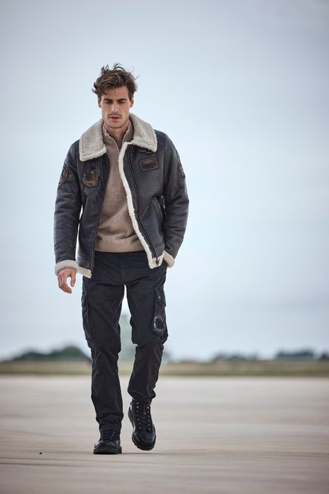 An iconic and inimitable style that draws inspiration from aviation history, telling its story through meaningful patches and military references. Pair Anti-G pants with a leather jacket and get ready for takeoff.

#newcollection #fashion #trend #fallwinter #mancollection #aeronauticamilitare #fw24 #outnow #jacket #winter #maincollection #tendenze #leather #leatherjackets #giaccainpelle #outfitinspiration #aeronauticamilitareofficialstore Aviation History, Men's Collection, Fashion Trend, Outfit Inspirations, Fall Winter, Leather Jacket, Mens Outfits, History, Pants