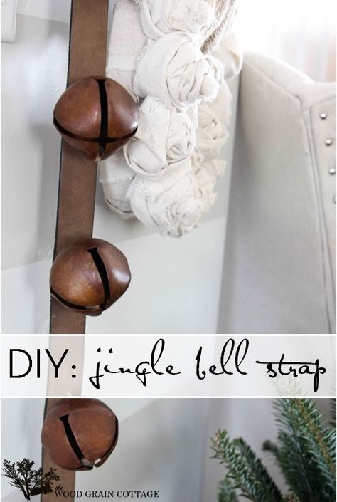 DIY Jingle Bell Strap - The Wood Grain Cottage Jingle Bell Crafts, Sleigh Bells, Fun Christmas Decorations, Homemade Decor, Sleigh Bell, Christmas Projects Diy, Christmas 2014, Primitive Christmas, Jingle Bell