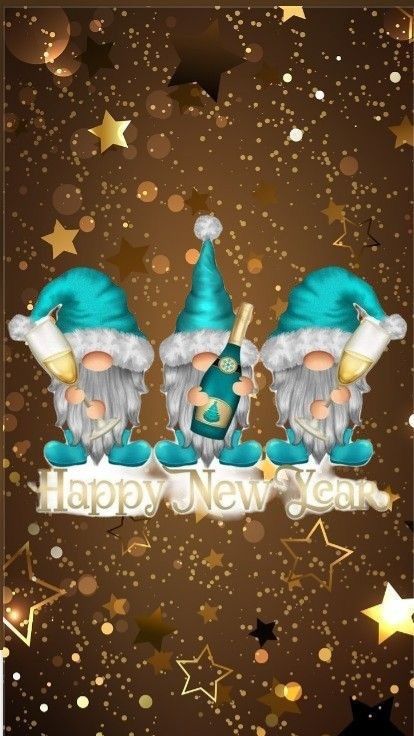 Happy New Year Gnomes, Christmas Knomes, Gnome Wallpaper, Year Wallpaper, Beautiful Christmas Scenes, Cute Owls Wallpaper, Gnome Pictures, Happy New Year Wallpaper, Merry Christmas Wallpaper