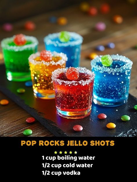 Shots Alcohol Recipes, Jello Shots Vodka, Pop Rocks Candy, Tiffany Birthday Party, Halloween Jello Shots, Halloween Jello, Cozy Fall Recipes, Board Party, Shots Alcohol