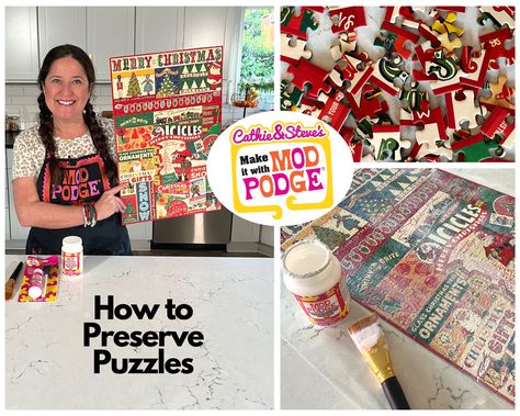 Preserving Jigsaw Puzzles, How To Seal A Puzzle, Mod Melts, Tree Puzzle, Diy Mod Podge, Yarn Wreath, Visit France, Glass Christmas Tree, Mod Podge