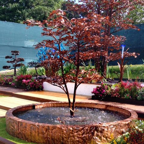 Tree Fountain, Landscaping With Fountains, Copper Tree, Unique Garden Art, Pond Water Features, Sensory Garden, Small Fountains, Water Fountains Outdoor, Water Fountains