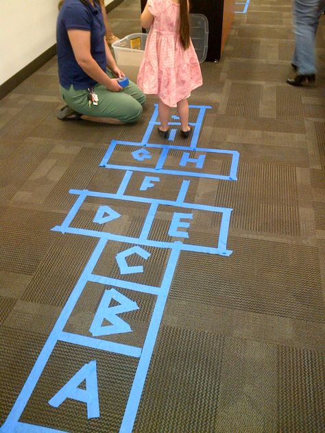 Letter Hopscotch, Preschool Movement, Hot Outside, Homeschool Ideas, Bean Bags, Indoor Games, Gross Motor, Toddler Learning, Girl Guides