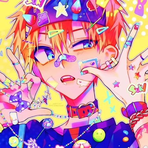 Hyper Saturated Art, Hyperpop Art Anime, Eyestrain Art Pfp, Bright Anime Pfp, Colorful Anime Pfp, Hyper Pop Aesthetic, Kid Core Art, Colorful Pfps, Colourful Anime