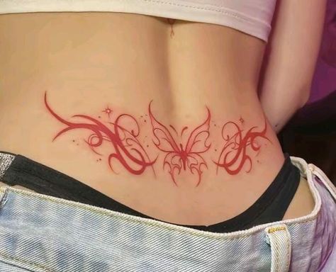 T2k Tattoo, Tattoo For Dark Skin Women, Tato Wings, White And Red Tattoo, Tato Waist, Tato Wolf, Tato Women, Eminem Y2k, Genshin Tattoo