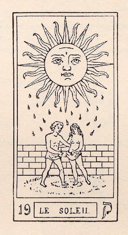 Sun And Moon Tarot, Vintage Tarot Cards, The Sun Tarot Card, Sun Drawing, Tarot Card Tattoo, Tarot Tattoo, The Sun Tarot, Vintage Tarot, The Moon Tarot