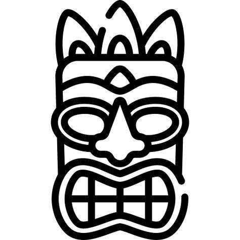 Tiki Faces Template Free Printable, Tiki Drawing, Tiki Faces, July Colors, Tiki Mask, School Theme, Drawing Simple, School Themes, Free Icon