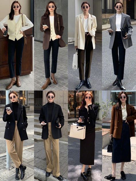 Korean Business Casual For Women, Boyish Formal Outfit, Korea Business Outfit, Destined To You Kdrama, Japan Work Outfit Women, Korean Business Outfits, Smart Chic Outfit Women, Korean Work Outfit Business Casual, Winter Office Wear Women