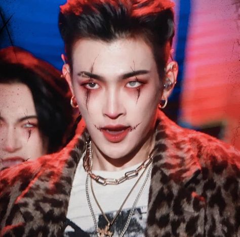 Hongjoong Halloween, Ateez Halloween Wallpaper, Kpop Halloween, Ateez Kim Hongjoong, Hong Joong, Vampire Makeup, Oh Captain My Captain, Bias Kpop, Horror Villains