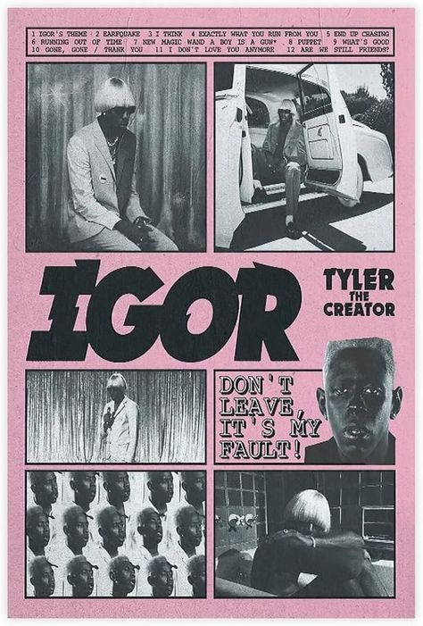 Igor Poster, Tyler Poster, Tyler The Creator Poster, Tyler The Creator Wallpaper, Wall Art Decor Prints, Graphic Posters, Fav Music, Music Poster Design, Poster Ideas