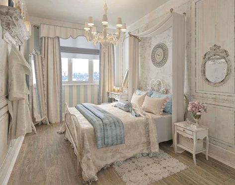 shabby chic style bedroom White Shabby Chic Bedroom, Shabby Chic Bedroom Ideas, Vintage Shabby Chic Bedroom, Chic Bedroom Ideas, Rideaux Shabby Chic, Baños Shabby Chic, Shabby Bedroom, Chic Bedroom Design, Shabby Chic Interior Design