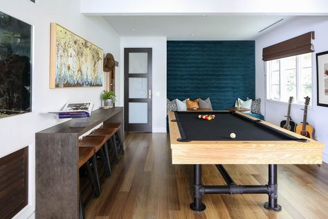 Pool Table Room Ideas Small Space, Pool Table Room Ideas Small, Wood Pantry Shelving, Pool Table Design, Pool Table Room, Media Room Design, Wicker Coffee Table, Game Room Bar, Wood Accent Table