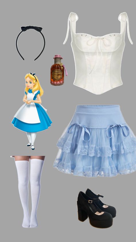 Alice In Wonderland Inspo Outfits, Carnival Outfit Carribean, Alice Costume, Alice In Wonderland Costume, Wonderland Costumes, Purple Shirt, Halloween Costume Outfits, Halloween Inspo, Fantasias Halloween