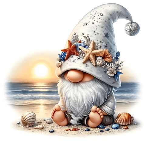 Beach Gnome, Gnome Pictures, Funny Gnomes, Gnome Clipart, Gnomes Crafts, Diy Hair Bows, Diy Hair, Sketchbook Art Inspiration, Christmas Cards Handmade