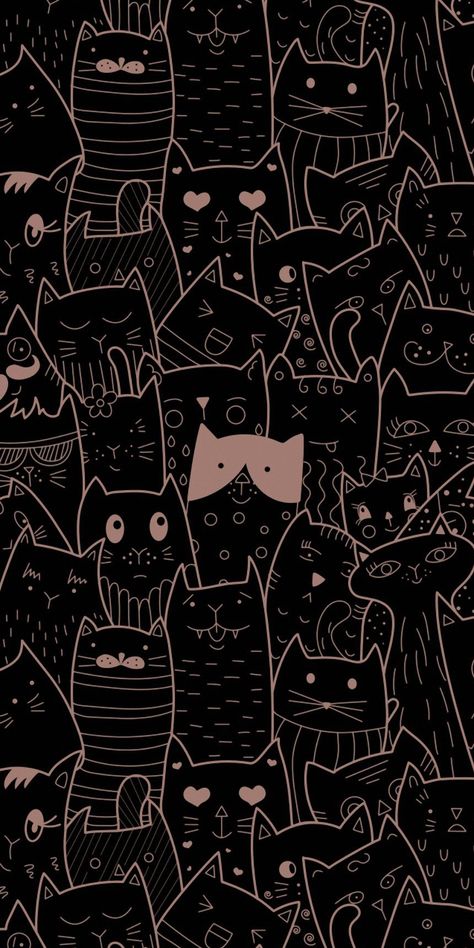 Doodle Cat Wallpaper, Backgrand Wallpaper For Phone, Wallpaper Iphone Cat Cute, Phone Backgrounds Cat, Cartoon Cat Wallpaper Iphone, Cat Homescreen Wallpaper, Simple Phone Wallpaper Pattern, Cat Lockscreen Aesthetic, Phone Wallpaper Patterns Aesthetic