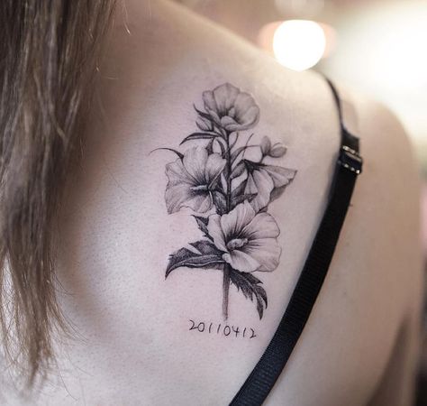 Rose of Sharon Rose Of Sharon Tattoo, Narcissus Tattoo, Narcissus Flower Tattoos, Flower Tats, Wildflowers Tattoo, December Flower, Romantic Tattoo, Poppy Tattoo, Skeleton Hand Tattoo