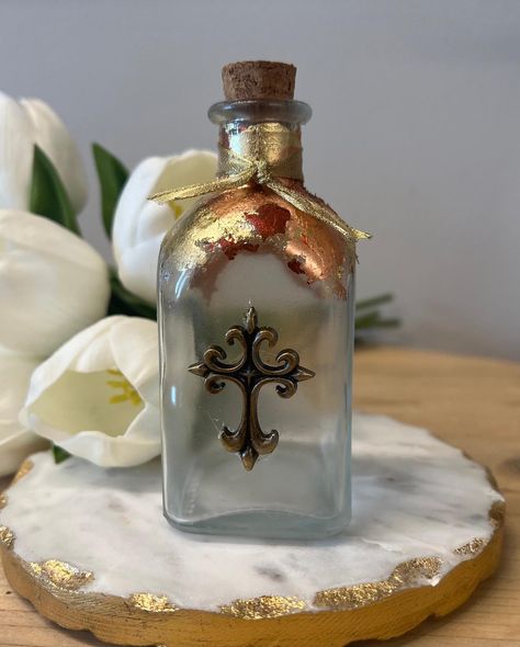 Check out these GORGEOUS Holy Water glass bottles💛These would look PERFECT in your home🏡 and make an even greater gift!🎁💐cone shops these and more!!!🤩🤩 #holywater #religiousdecor #shoplocal Mustard Seed Faith, Holy Water Bottle, Anniversary Greeting Cards, Anniversary Greetings, Prayer Box, Marriage Anniversary, Holy Water, Water Glass, Holiday Drinks