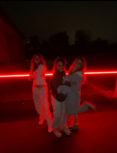 #red #fashion #light #night #strangerthings #trio #summer #nightlife #friends #friendship #besties Night Life, Concert