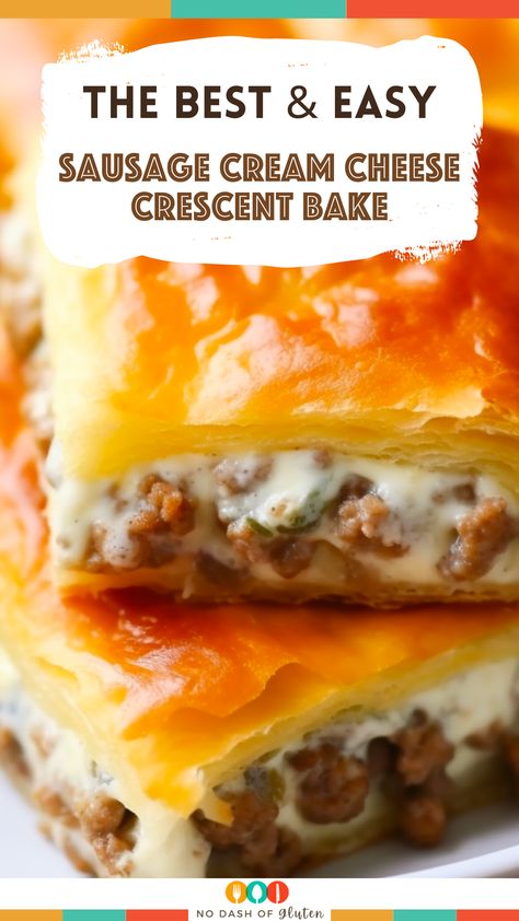 Discover culinary bliss with our Sausage Cream Cheese Crescent Bake! A quick and creamy masterpiece perfect for weeknight dinners. Try it now and savor the deliciousness tonight! Sausage Cream Cheese Squares, Rotel Sausage Cream Cheese Croissant Breakfast Casserole, Sausage Cream Cheese Croissants, Crescent Roll Sausage Cream Cheese, Sausage Cream Cheese Casserole, Sausage Cream Cheese Crescent Rolls, Sausage Cream Cheese Crescents, East Meals, Pillsbury Crescent Roll Recipes