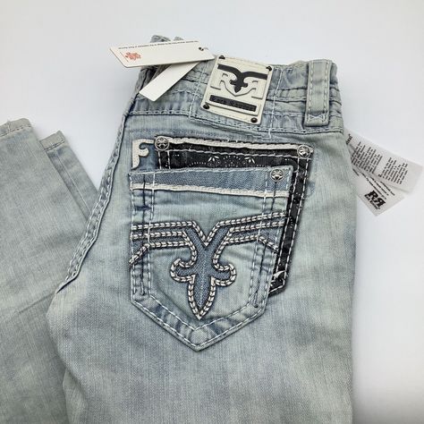 Rock Revival Mens Skylark Slim Distressed Denim Jeans Size 30 X 34 Nwt * Colors: Light Blue * Style: Skylark Slim * 99% Cotton, 1% Elastane * Distressed * Zip & Button Closure * 5 Pocket Design * Made In Vietnam * Machine Wash Cold Measurements: * Waist: 30 In * Inseam: 34 In * Front Rise: 9.5 In * Back Rise: 12 In Please Compare These Measurements To Something You Own Before Purchasing Rock Revival Jeans Mens, Skylark, Rock Revival Jeans, Denim Jeans Men, Distressed Denim Jeans, Jeans Men, Blue Style, Rock Revival, Pocket Design