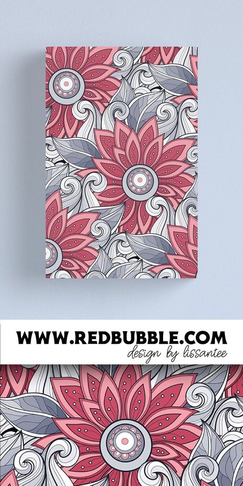 Shop Canvas print with Spring floral pattern Print by Irina Krivoruchko © All Rights Reserved on demand Redbubble aesthetic wall decor modern gallery-grade canvas semi-gloss coating gallery home office room workplace bedroom cozy design artwork art ideas flower ornament batik boho bohemian shabby chic doodle vintage nature inspired feminine refined elegance fine graceful nice spring summer salmon pink ruby violet grey Motif Batik Flora, Batik Flora, Pola Batik, Summer Salmon, Ornament Batik, Aesthetic Wall Decor, Floral Pattern Print, Home Office Room, Bedroom Cozy