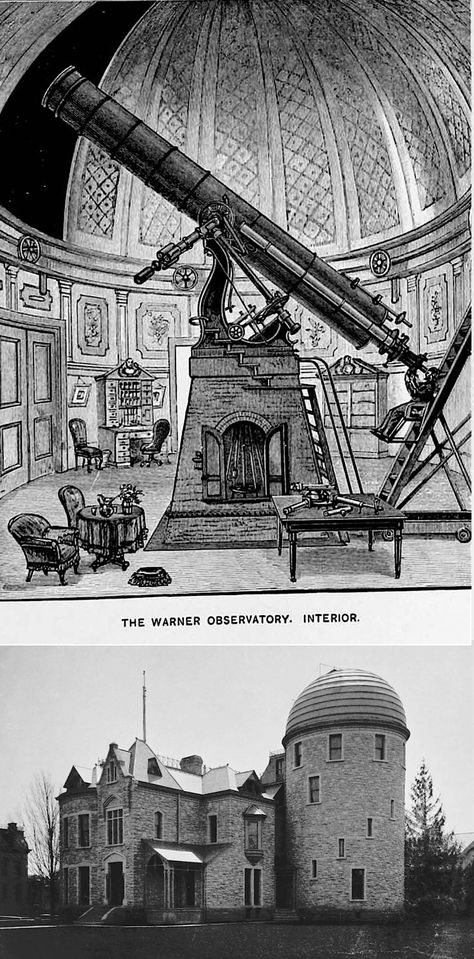 THE  WARNER   OBSERVATORY.    INTERIOR.  Rochester NY Old Observatory Aesthetic, Victorian Observatory, Observatory Interior, Observatory Room, Observatory Aesthetic, Observatory Architecture, Observatory House, Silent Sky, Mediterranean Revival