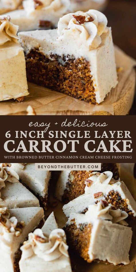 Layer Carrot Cake, Small Batch Baking, Cinnamon Cream Cheese, Moist Carrot Cakes, Butter Cinnamon, Dessert For Two, Gateaux Cake, Velvet Cupcakes, Cinnamon Cream Cheese Frosting