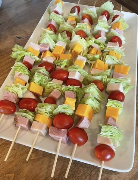 Salad Kabobs, Ultimate Salad, Gluten Free Party Food, Cucumber Slices, Ranch Salad Dressing, Deli Turkey, Kabob Recipes, Deli Ham, Colby Jack