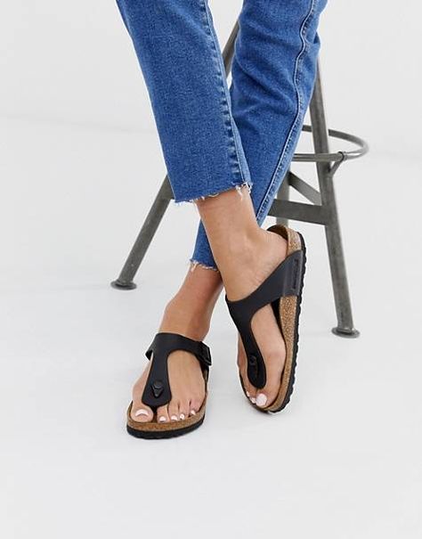 Women's Flat Sandals | Low Heeled Sandals | ASOS Black Birkenstocks, Womens Birkenstocks, Birkenstock Sandals Women, Shoes Birkenstock, Black Birkenstock, Birkenstock Black, Birkenstock Sandals, Form Design, Black Leather Sandals