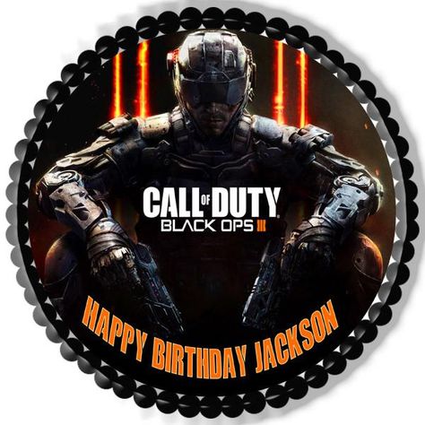 Call of Duty Ops 3 - Edible Cake or Cupcake Toppers – Edible Prints On Cake (EPoC) Zombie Birthday Cakes, Birthday Cake Roses, 3 Cake, Zombie Birthday, Edible Cupcake Toppers, Black Ops 3, Call Of Duty Black Ops, Edible Printing, Cake Logo