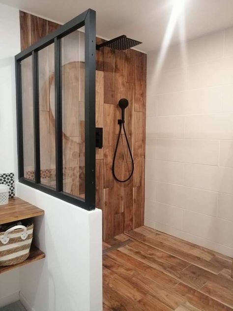 Wood Grain Shower Tile, Bathroom Redesign, Bathroom Inspo, Wood Bathroom, Wood Tile, Diy Home Improvement, Pool House, Modern Industrial, Shower Tile