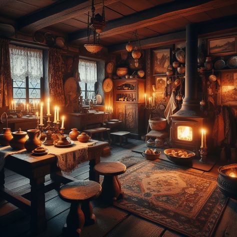 18th Century Cottage Interior, Traditional Dining, Traditional Dining Room, 18th Century, Dining Room, Germany, Sketch, Living Room