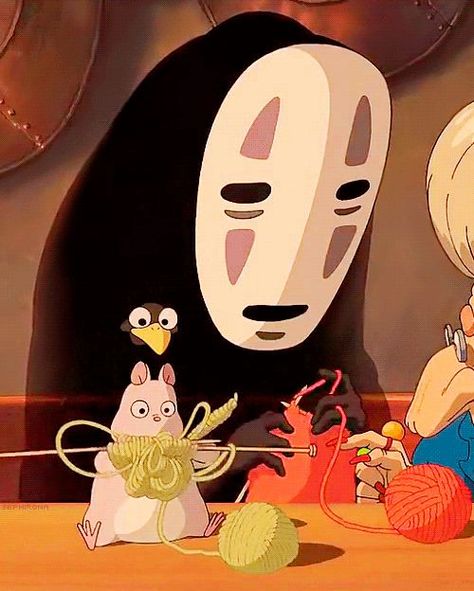 Spirited Away (Miyazaki) Cartoon Characters, Gif, Mask, Yarn, Knitting