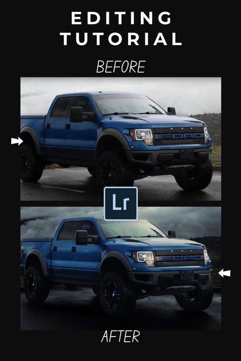 a before and after photo showing automotive photography editing results from editing car photos inside of lightroom Photography Editing Lightroom, Photography Editing Tutorials, Editing In Lightroom, Cars Inside, Photography Essentials, Editing Lightroom, Lightroom Tutorial, Free Presets, Lightroom Editing