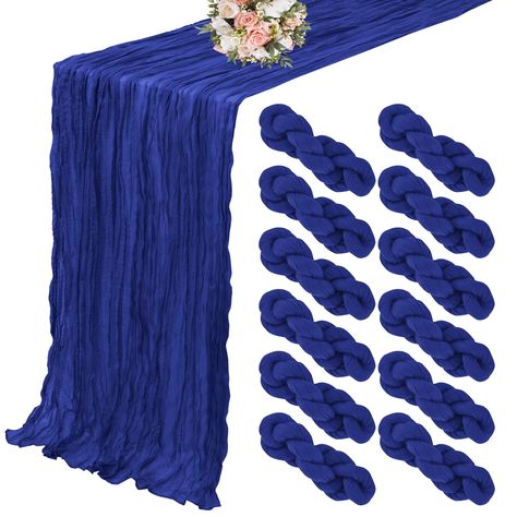 PRICES MAY VARY. Cloth 🎁【Package Include】：You will get 12 pieces 10ft length royal blue cheesecloth table runner,Product size: 35 inches wide and 120 inches long, suitable for round or square tables that can accommodate 8-10 people. Perfect for romantic and elegant party events. 🎁【Premium Material】：The elegant royal blue table runner is made of high-quality polyester, featuring good durability and flexibility,the edge of the table runner is locked with delicate stitching, not easy to fall off, Boho Wedding Table Runner, Sheer Table Runner, Balloon Table Centerpieces, Wedding Cake Table Decorations, Gold Runner, Table Runner For Wedding, Bridal Shower Decorations Rustic, Cheesecloth Table Runner, Wedding Chair Sashes