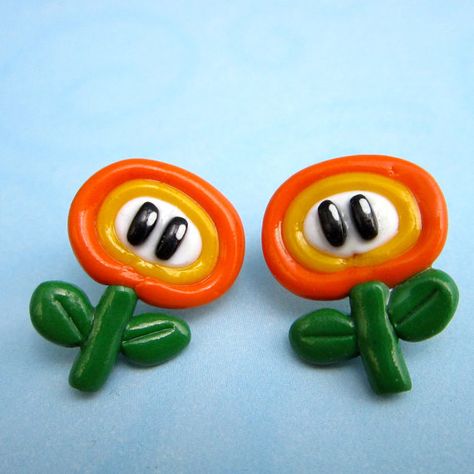 Super Mario inspired Polymer clay earrings Mario Crafts, Diy Clay Rings, Clay Inspo, Polymer Clay Ring, Kids Clay, Cute Clay, Clay Figures, Polymer Clay Charms, Polymer Clay Creations