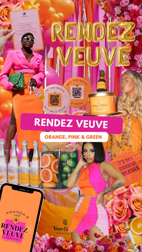 Rendez Veuve Party Theme Collage Veuve Clicquot Party Outfits, Veuve Clicquot Birthday Party Theme, Veuve Clicquot Party Decor, Veuve Clicquot Party, Birthday Party Planner, Bachelorette Themes, Bachelorette Parties, Party Planner, All Inclusive