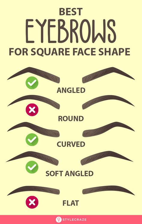 Best Eyebrows For Square Face Shape: We suggest three eyebrow shapes for square face which usually look flattering. These shapes would work great on them without making their face look broader. #Makeup #MakeupTips #MakeupIdeas Eyebrows For Square Face, Square Eyebrows, Eyebrows For Face Shape, Square Face Makeup, Best Eyebrows, Haircut For Square Face, Eyebrow Shapes, Square Face Hairstyles, Eyebrow Makeup Tips