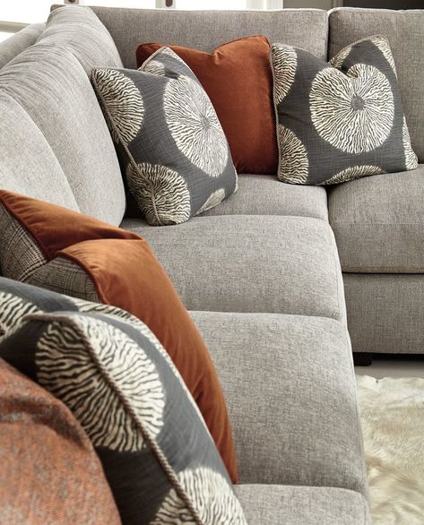 Bernhardt Germain Modular Sectional | Wayfair Sectional Sofa Grey, Grey Sofa Living Room, Grey Sectional Sofa, Corner Sofa Design, Grey Sectional, Couch Fabric, Linen Armchair, Silver Fabric, Dream Living