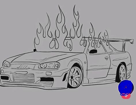 Cars Tattoo, Fire Car, Car Drawing, Cars Design, S Car, Car Drawings, Book Art Drawings, Car Design, Doodle Art