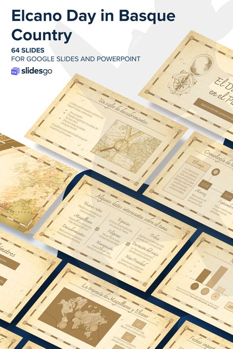 Elcano Day in Basque Country Historical Powerpoint Template, Vintage Powerpoint Template, Vintage Powerpoint, Architecture Symbols, History Subject, Background For Powerpoint Presentation, Powerpoint Free, Spain Spanish, Power Points