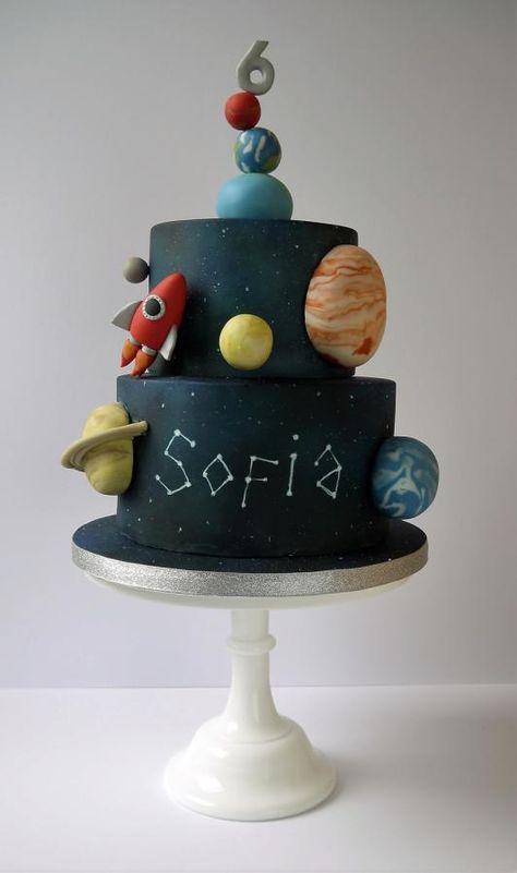 Solar System Birthday Cake, Solar System Birthday, Solar System Cake, Birthday Cake Kids Boys, Planet Birthday, Rocket Cake, Planet Cake, Emoji Cake, Galaxy Cake