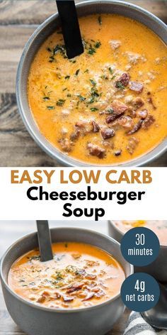 Low Carb Cheeseburger Soup, Low Carb Cheeseburger, Low Carb Soup Recipes, Cheeseburger Soup, Keto Soup, Low Carb Soup, Keto Recipes Dinner, Low Carb Dinner, Diet Keto