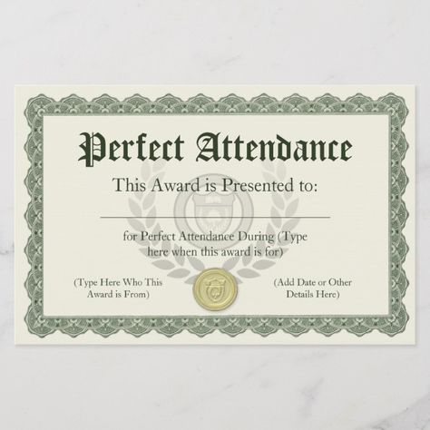 Perfect Attendance Award Certificate Customizable #backtoschool #teachergifts #giftideas #teacher #custom #personalized #fun #schoolsupplies Attendance Printable, Perfect Attendance Award, Perfect Attendance Certificate, Attendance Certificate, Perfect Attendance, Birth Certificate Template, Award Template, Awards Certificates Template, Award Plaque