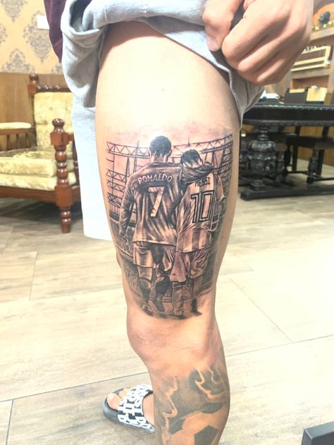 Cristiano Ronaldo Tattoo Ideas, Ronaldo Tattoo Design, Cr7 Tattoo, Ronaldo Tattoo, Messi Tattoo, Soccer Tattoos, Football Tattoo, 7 Tattoo, Forarm Tattoos