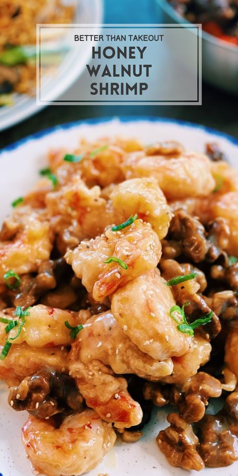 Honey Walnut Shrimp Recipe Air Fryer, Walnut Shrimp Recipe, Honey Shrimp, Fried Seafood, Tiffy Cooks, Seafood Shrimp, Walnut Shrimp, Crispy Shrimp, Better Than Takeout