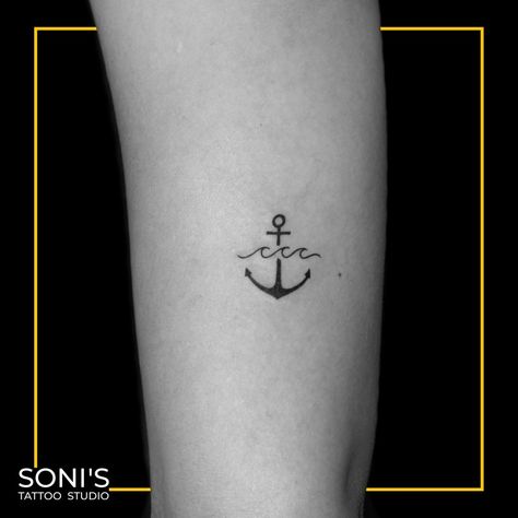 Petite Anchor Tattoo, Small Navy Tattoos For Women, Nautical Tattoo Simple, Wave Anchor Tattoo, Anchor And Wave Tattoos For Women, Anchor Wave Tattoo, Mini Anchor Tattoo, Hope Anchor Tattoo, Dainty Anchor Tattoos For Women