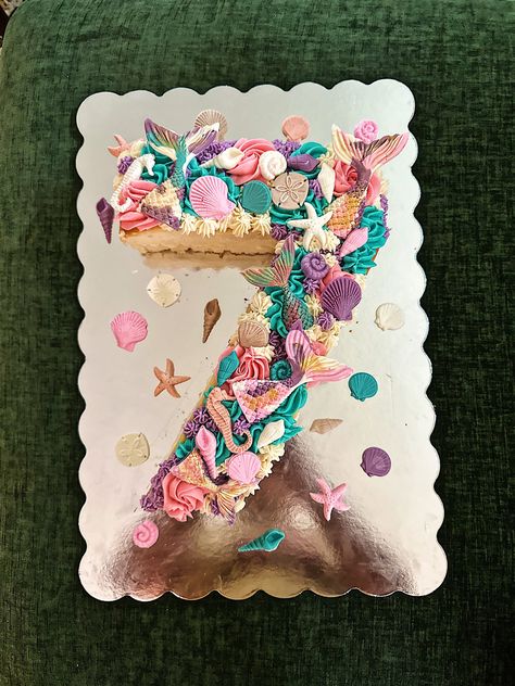 Number Seven Cake, Number 5 Mermaid Cake, Number 7 Mermaid Cake, Number 9 Mermaid Cake, Mermaid Number Cake, 6 Cake Number Girl, Seven Cake Birthday Number, Mermaid Number, 7th Birthday Cakes