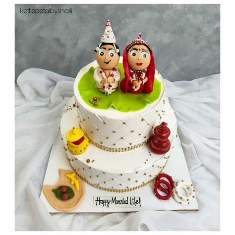 Wedding cake, engagement cake, Bengali Bengali Wedding Cake, Traditional Marriage Cake, Marriage Cake, Whipped Cream Cake, Whipped Cream Cakes, Cake With Fondant, Cake Name, Traditional Marriage, Bengali Wedding